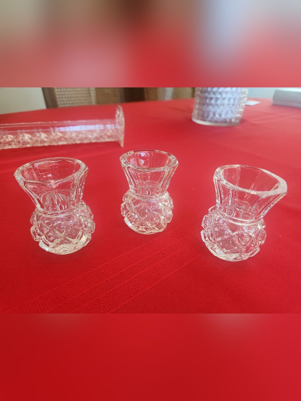 Source Unknown Clear Glass Salt Cellars Set of 3